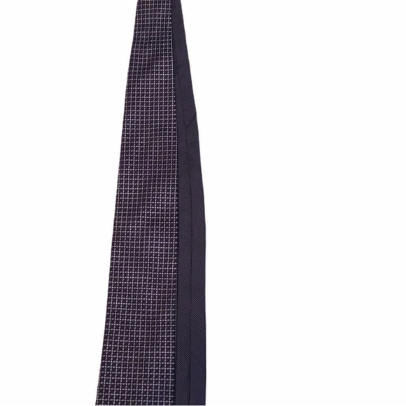 Tommy Hilfiger Navy and White Geometric Tie - Picture 7 of 7